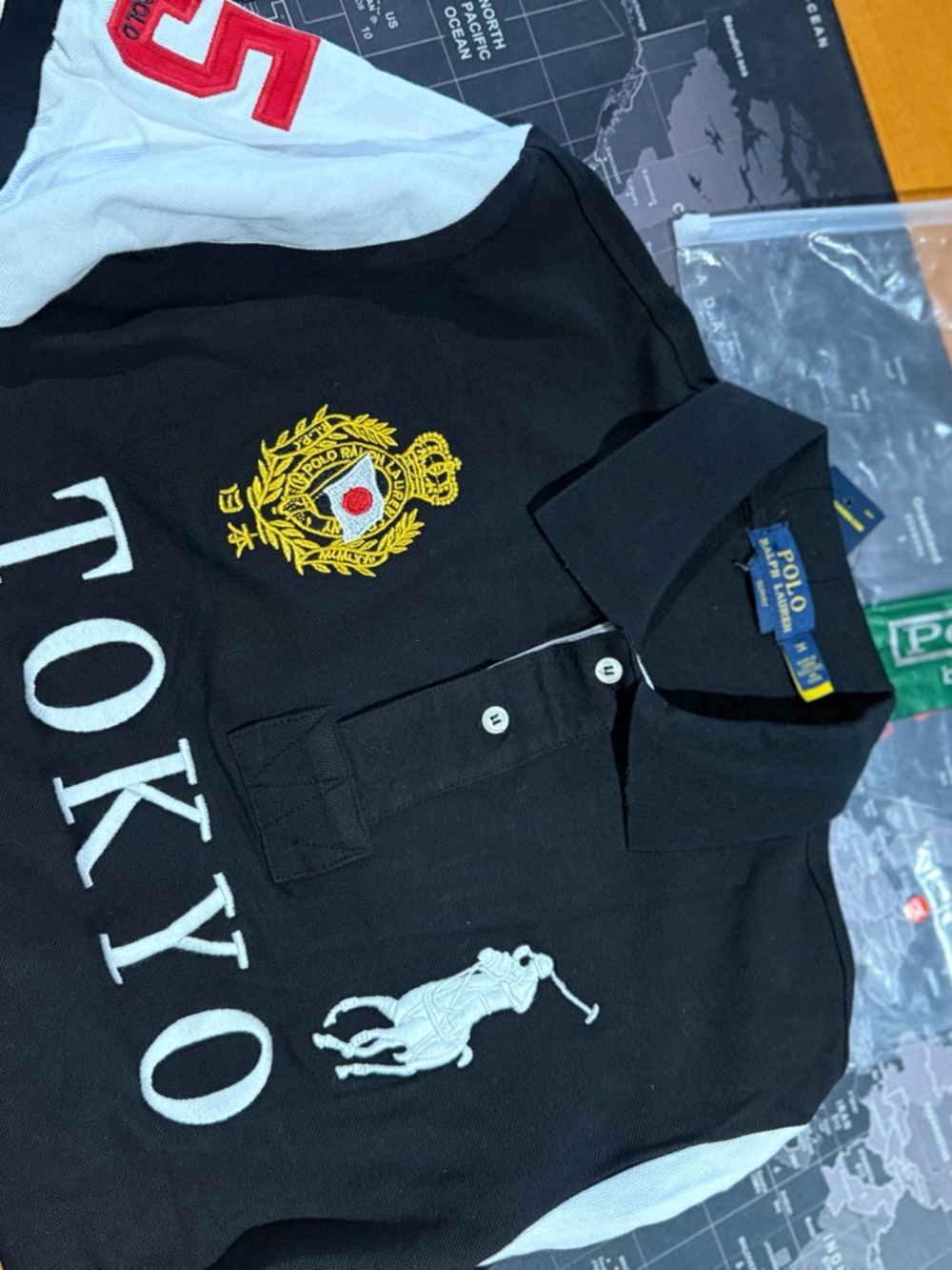 Polo Ralph Lauren Kids Black 'Tokyo' Embroidered Rugby Polo